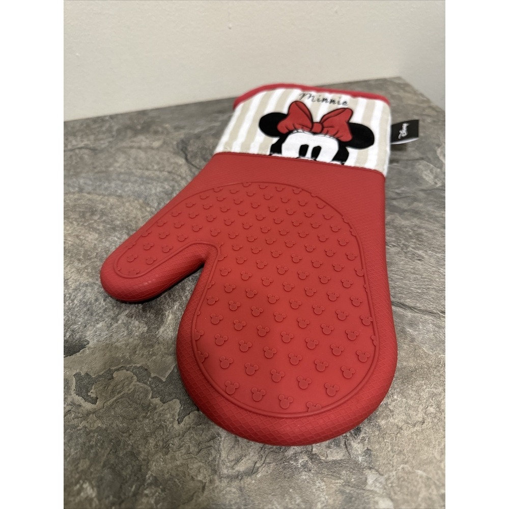 DISNEY Silicone Oven Mitt Glove Pot Holder Minnie Mouse EUC